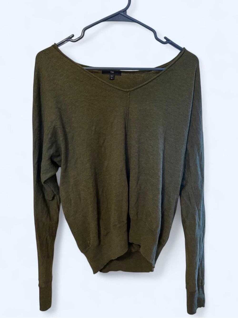 Simple Long Sleeve Off-the-Shoulder Top - Olive Green